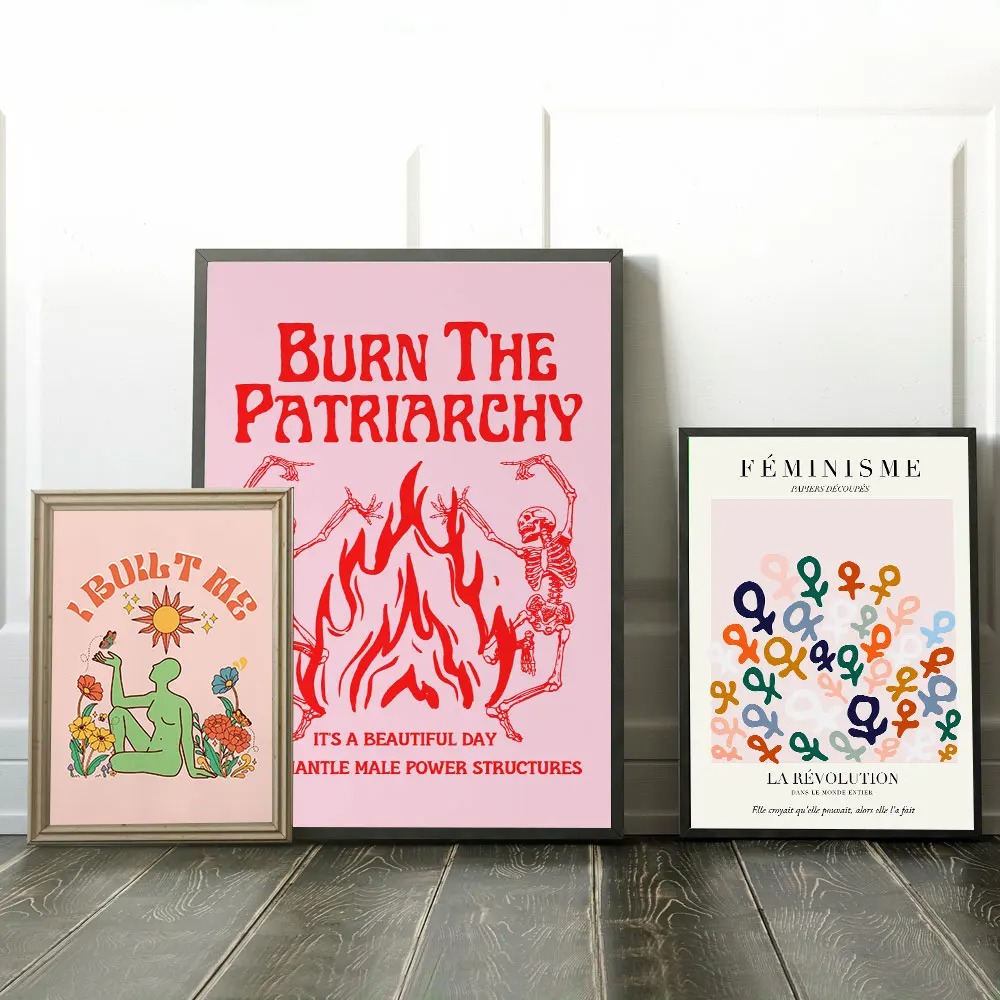 Home Decor Y2K - Abstrakte feministische Farbe Brief Kunst Poster