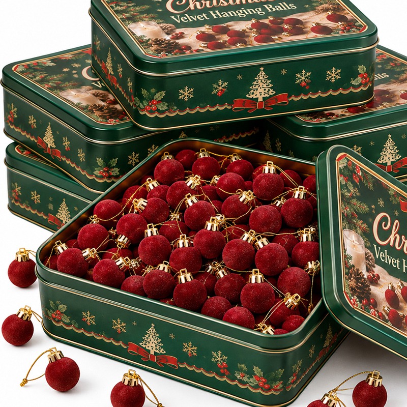 Home Decor Indonesia - 2 cm weinrote Samtkugeln für Weihnachten,