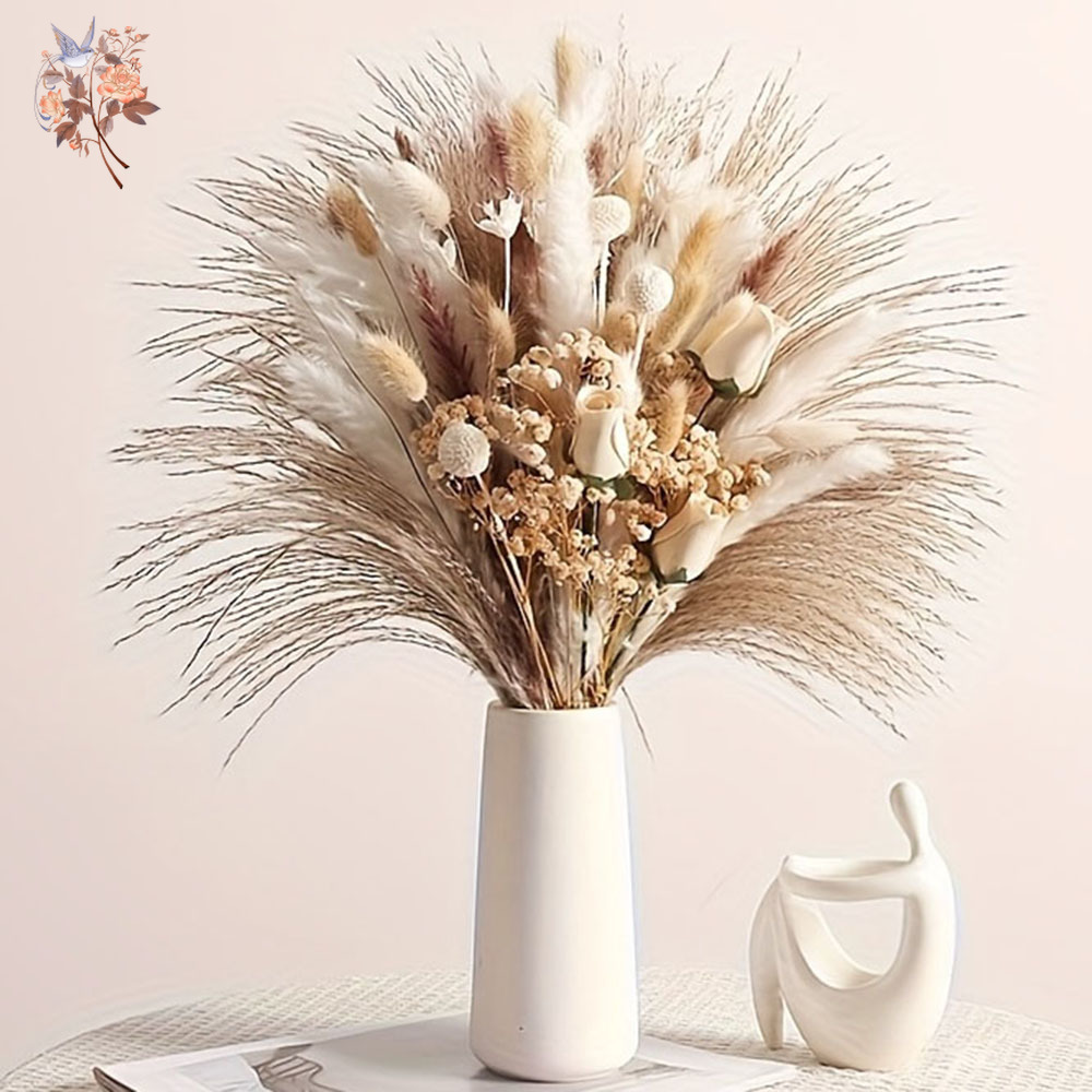 Pampas Grass Decor - 80 Stück Künstliche Getrocknete Blumen Bouquet