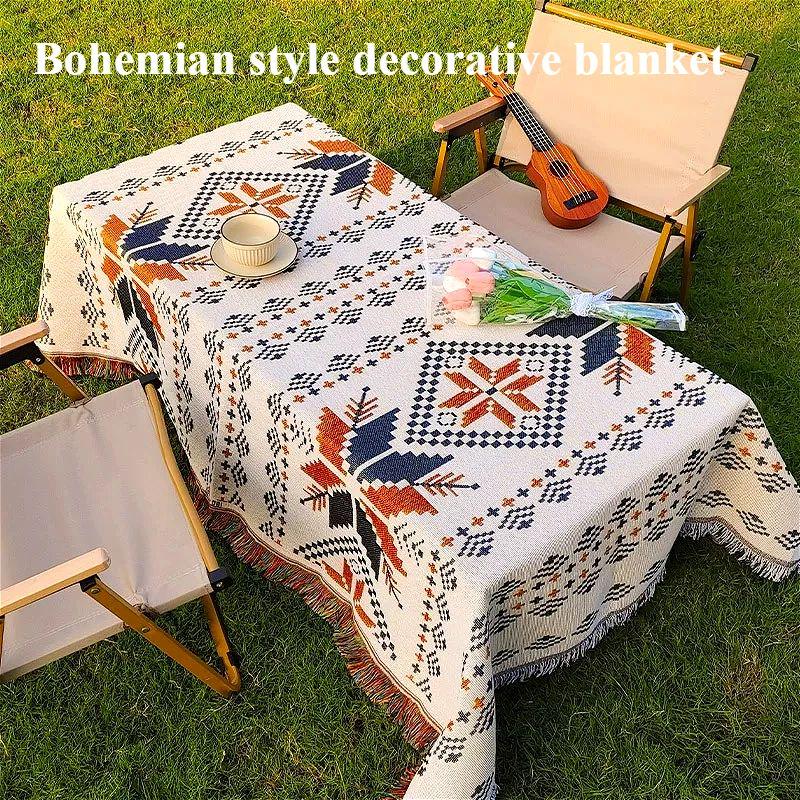 Linen Table Runner - Outdoor-Campingdecke, Bohemian-Tischdecke, Matratzen-Sofakissen, Leinen-Picknickmatte