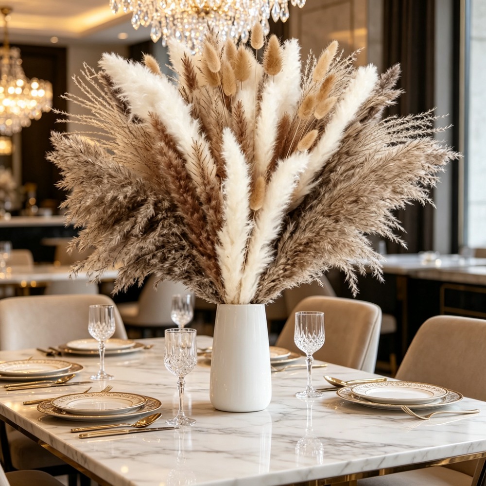 Pampas Grass Decor - Getrocknete Blumen Braunes Weißes Pampasgras Bouquet