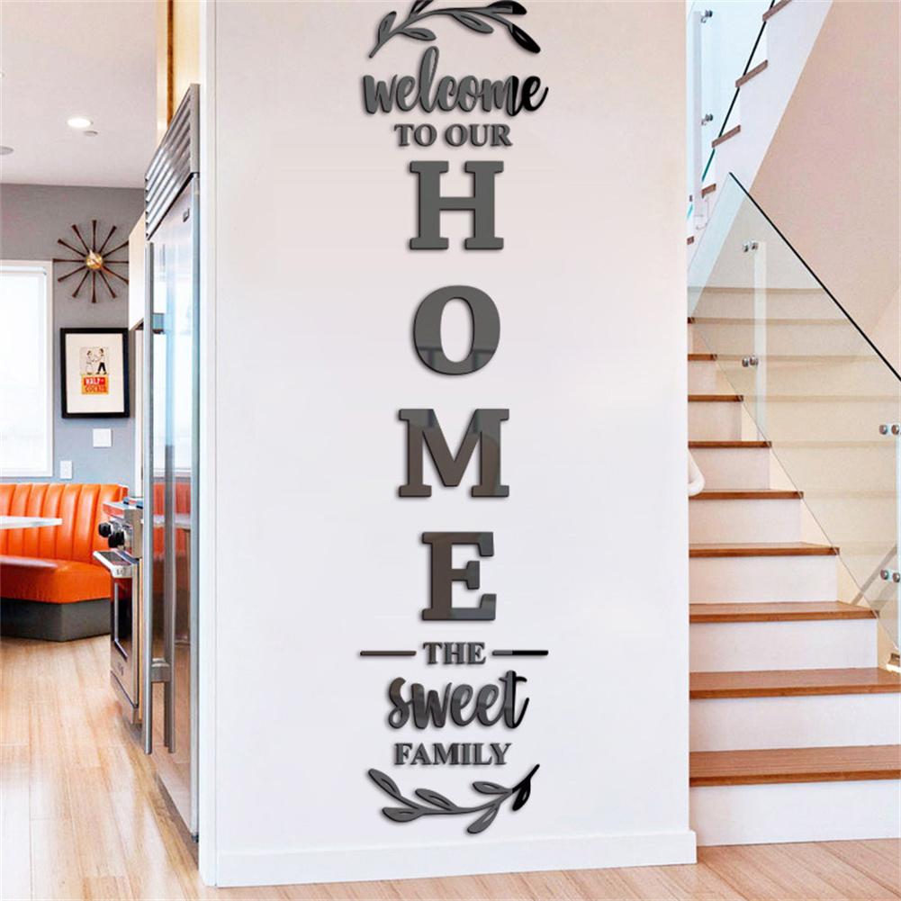 Home Decor Y2K - 3D-Spiegel-Wandaufkleber mit englischen Buchstaben, selbstklebender Acryl-Aufkleber,