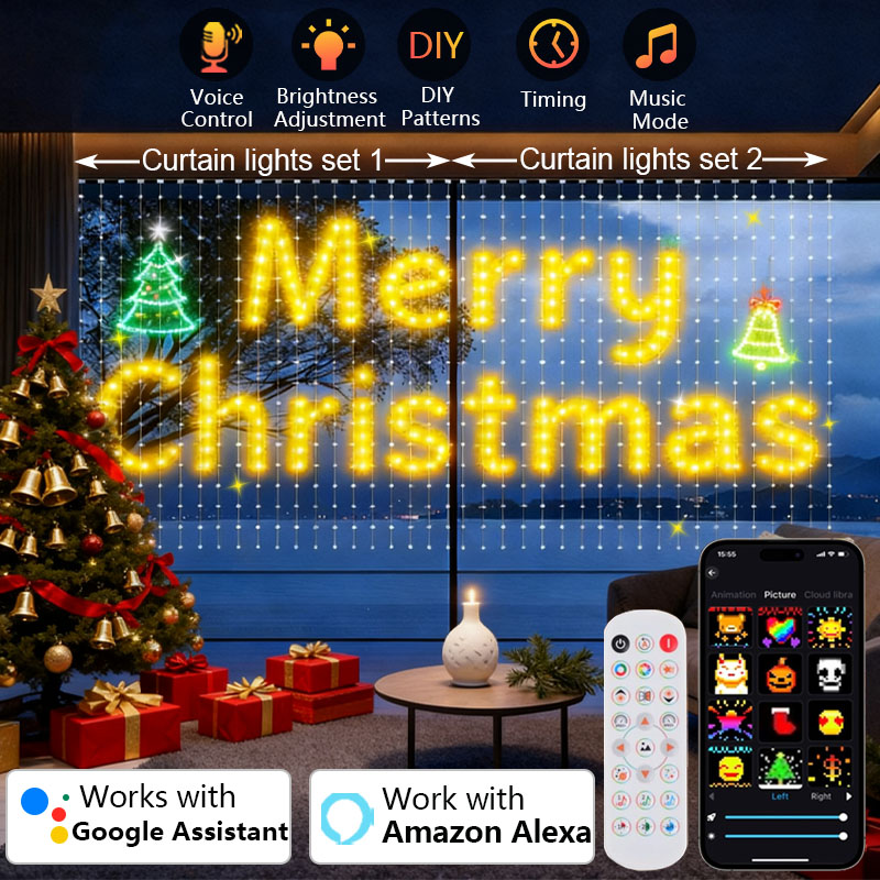 Home Decor Free App - 1/2PCS 400LEDs Smart Vorhang Licht Weihnachten