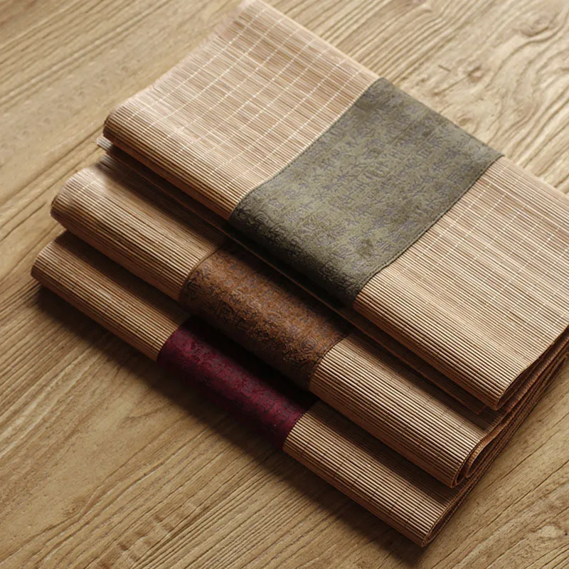 Linen Table Runner - Stoff-Bambus-Tischset, Leinen-Tischläufer im Zen-Stil, japanische Teetablettmatte,