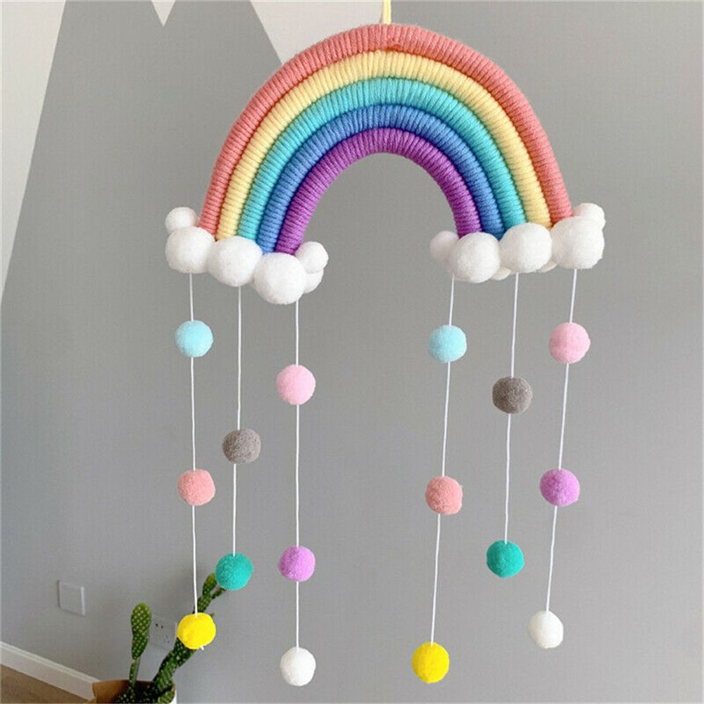 Home Decor Y2K - Handgewebte fünf Stränge Regenbogen Wolken hängende