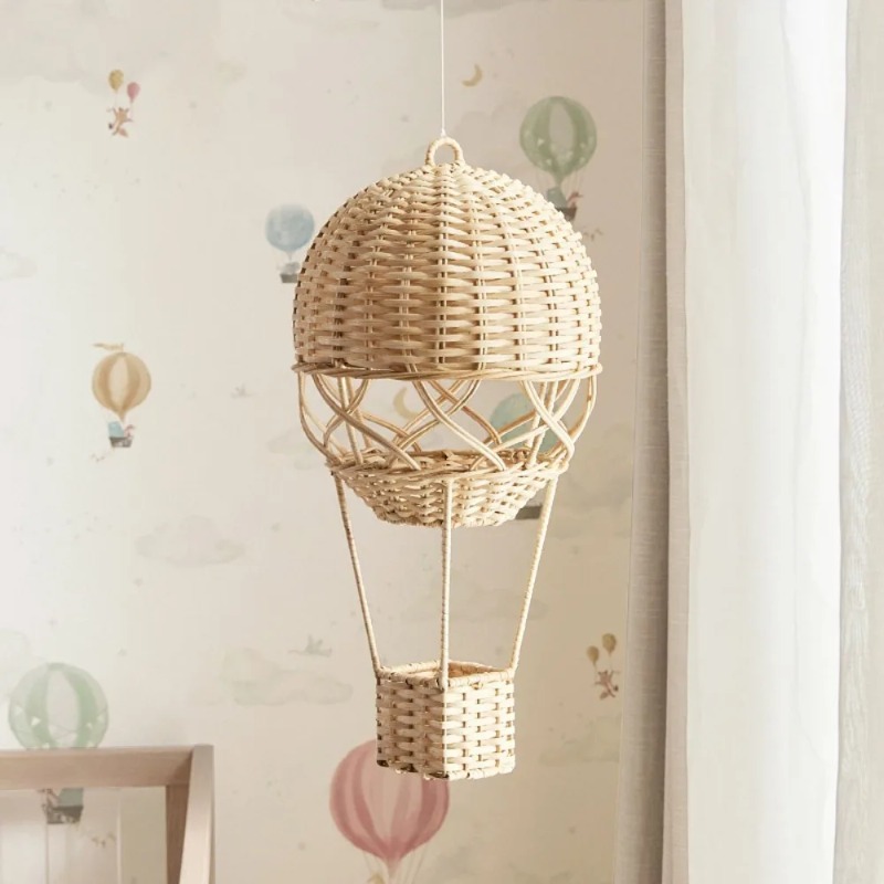Rattan Plant Basket - Handgefertigter Rattan-Heißluftballon-Hängekorb für Kinderzimmer, frühkindliche Bildung,