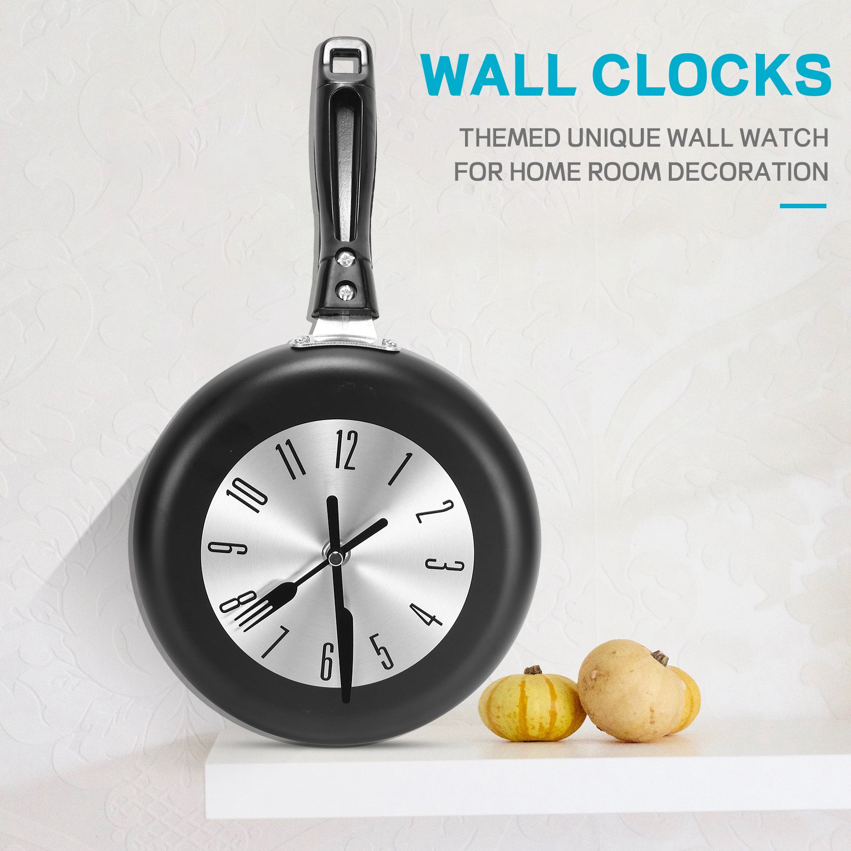 Home Decor Theme - (A95Z) 8 Zoll Bratpfannen-Design Hängende Wanduhr,
