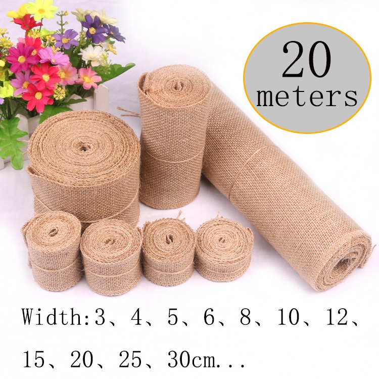 Linen Table Runner - 5-30CM Natürliches Jute-Leinen-Gewebe 20M Jute-Leinen-Bandrolle Hessischer