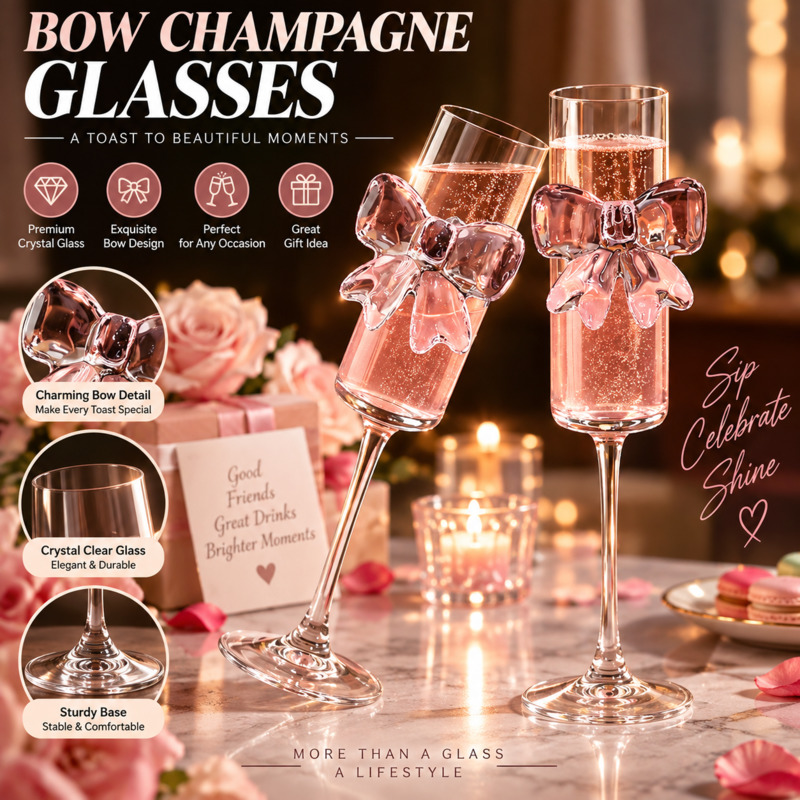 Champagnerflöten mit Schleife, – Home Decor Y2K Bewertung und Preis