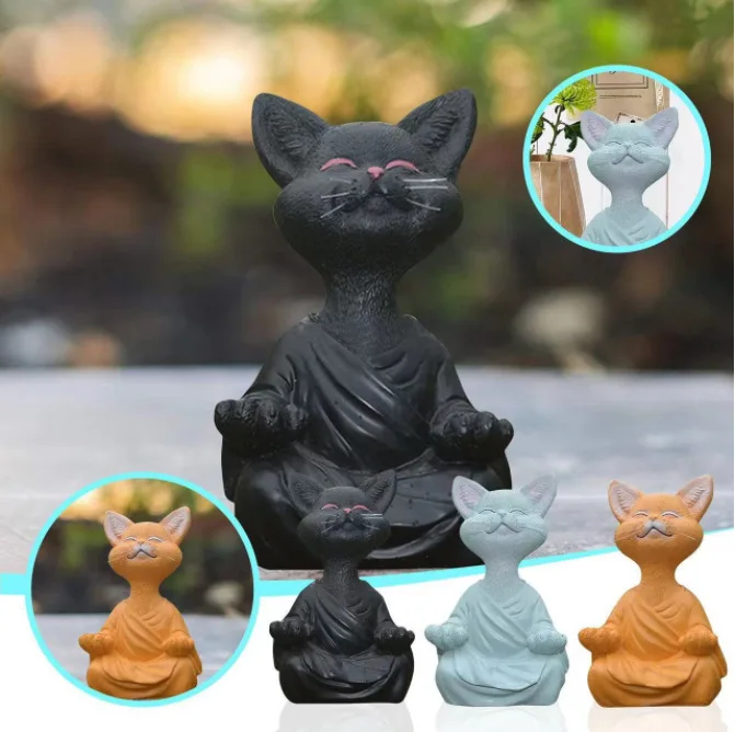 Meditation Katze Skulptur Gart – Home Decor Za Bewertung und Preis