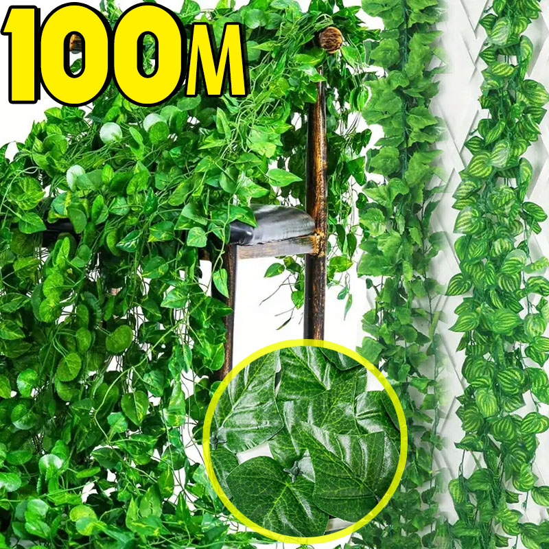 100/2 m künstliche grüne Efeu- – Rattan Plant Basket Bewertung und Preis