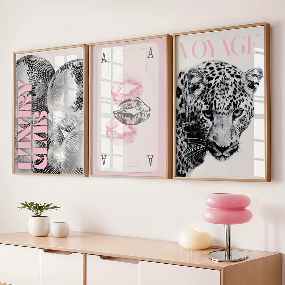3-teiliges rahmenloses Leopard – Home Decor Y2K Bewertung und Preis