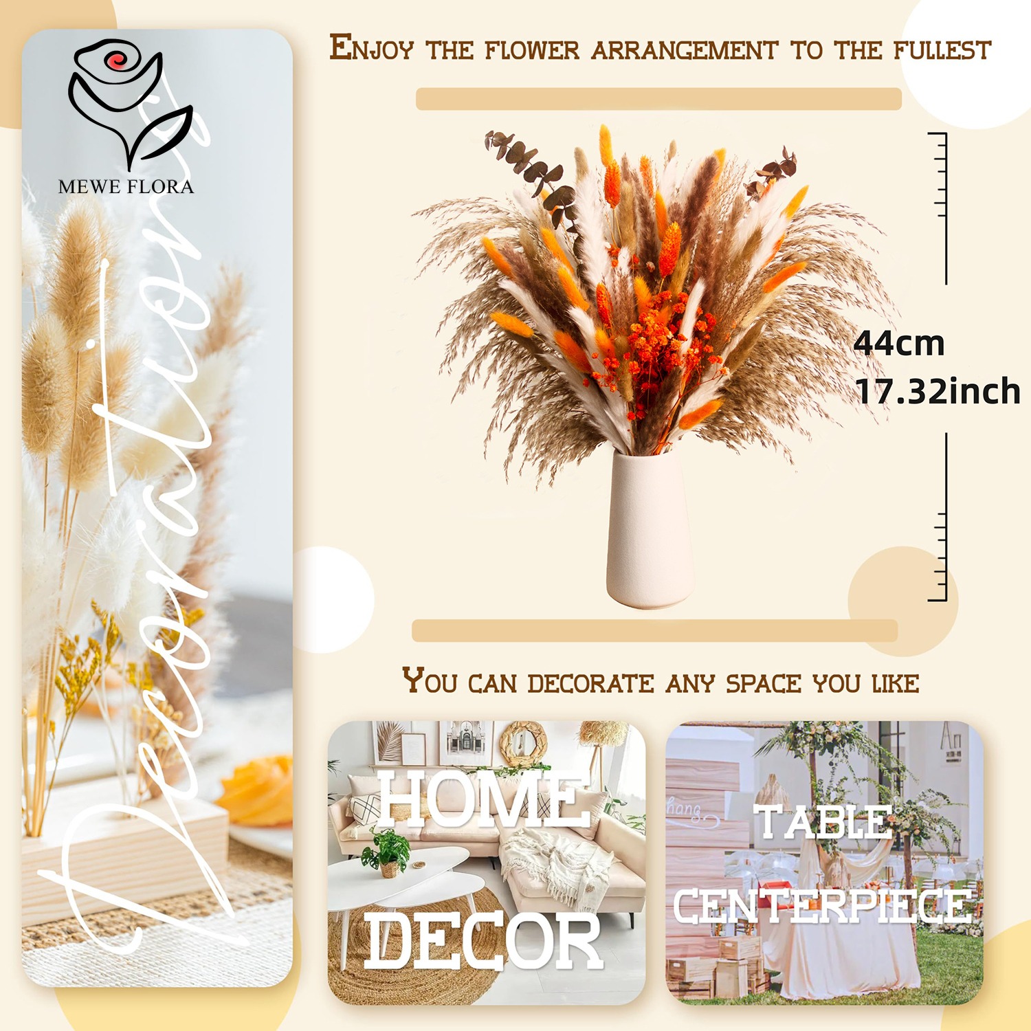 Getrocknete natürliche Blumen  – Pampas Grass Decor Bewertung und Preis